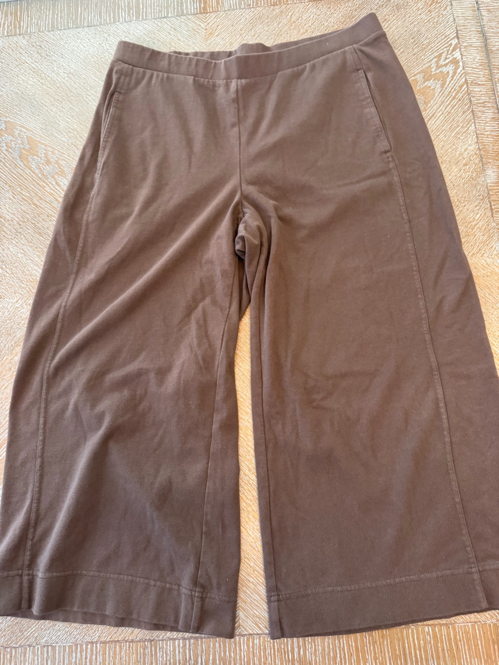 J. JILL Brown Wide Leg Cropped Pants Med Waist 34” Inseam 22” Pockets Mid Rise